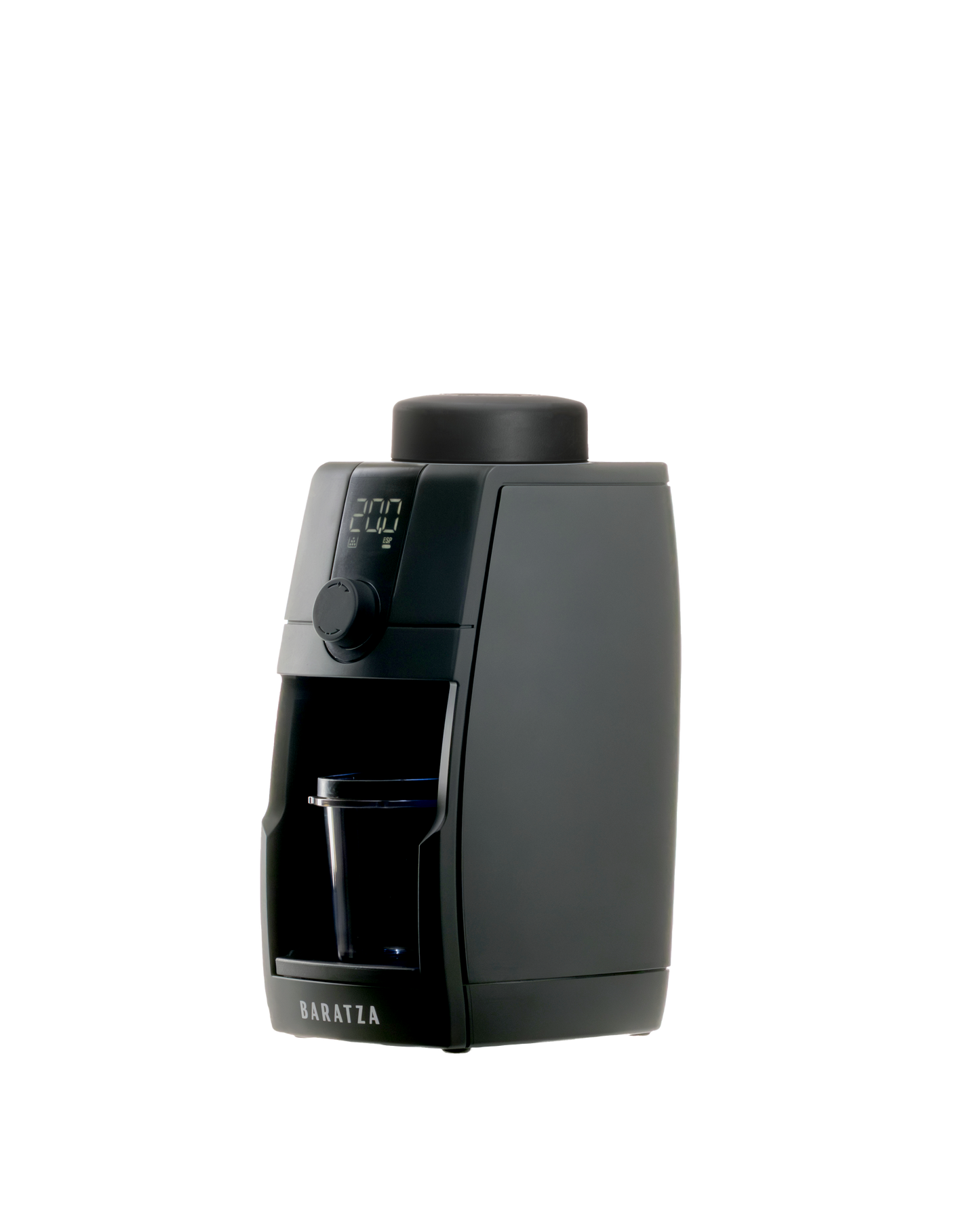 Encore™ ESP Pro Coffee grinder - Black coffee machine with digital display on a white background